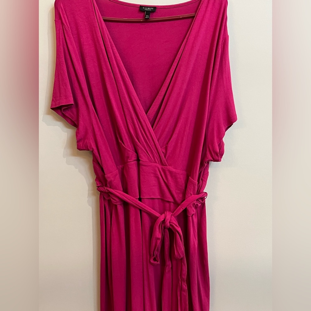 Talbots pink faux wrap dress 3Xpetite